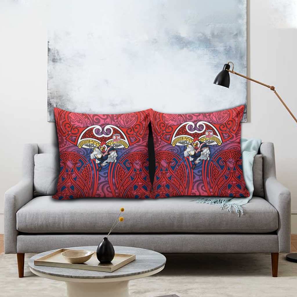 Sydney Roosters Rugby Pillow Cover Polynesian Tribal Rooster Warrior Red Blue Pattern