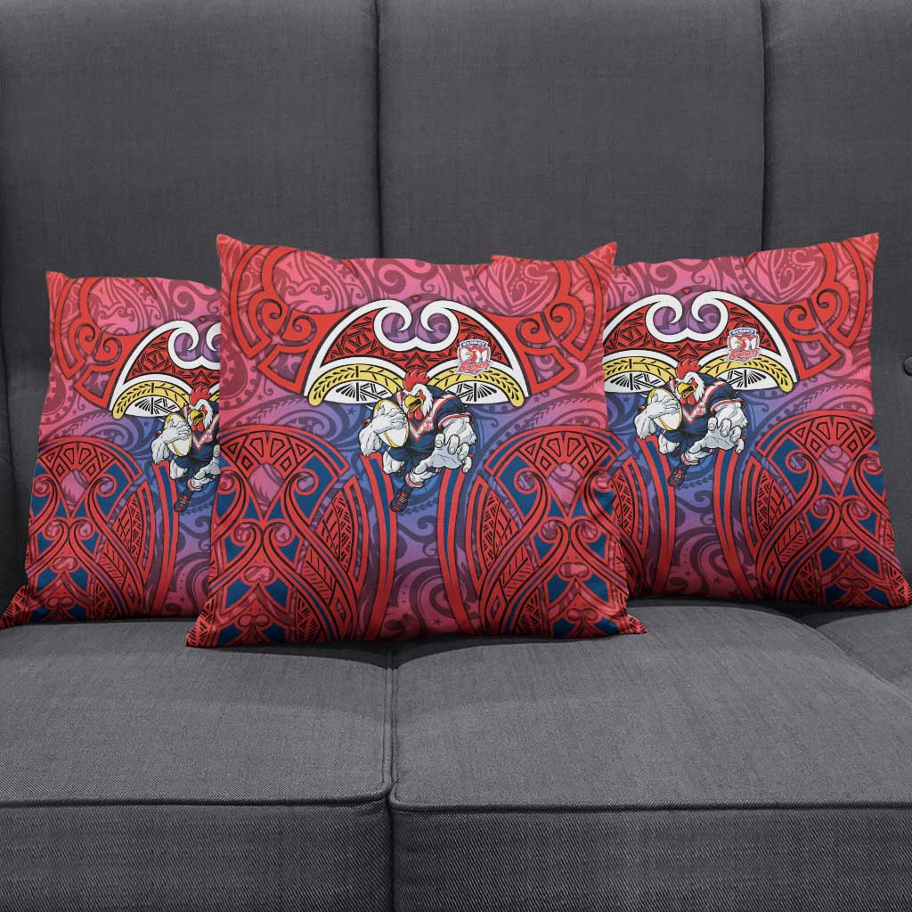 Sydney Roosters Rugby Pillow Cover Polynesian Tribal Rooster Warrior Red Blue Pattern