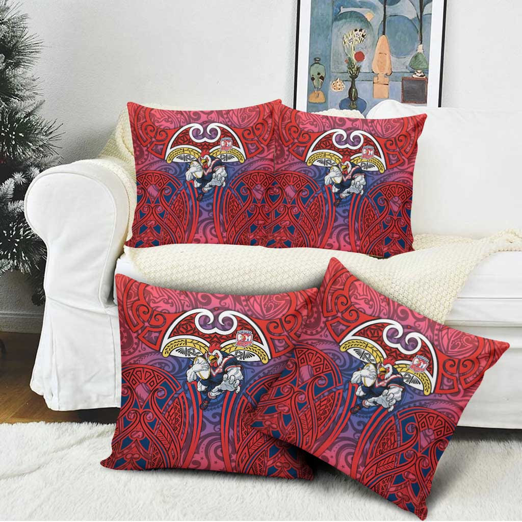 Sydney Roosters Rugby Pillow Cover Polynesian Tribal Rooster Warrior Red Blue Pattern