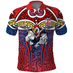 Sydney Roosters Rugby Polo Shirt Polynesian Tribal Rooster Warrior Red Blue Pattern