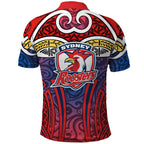 Sydney Roosters Rugby Polo Shirt Polynesian Tribal Rooster Warrior Red Blue Pattern
