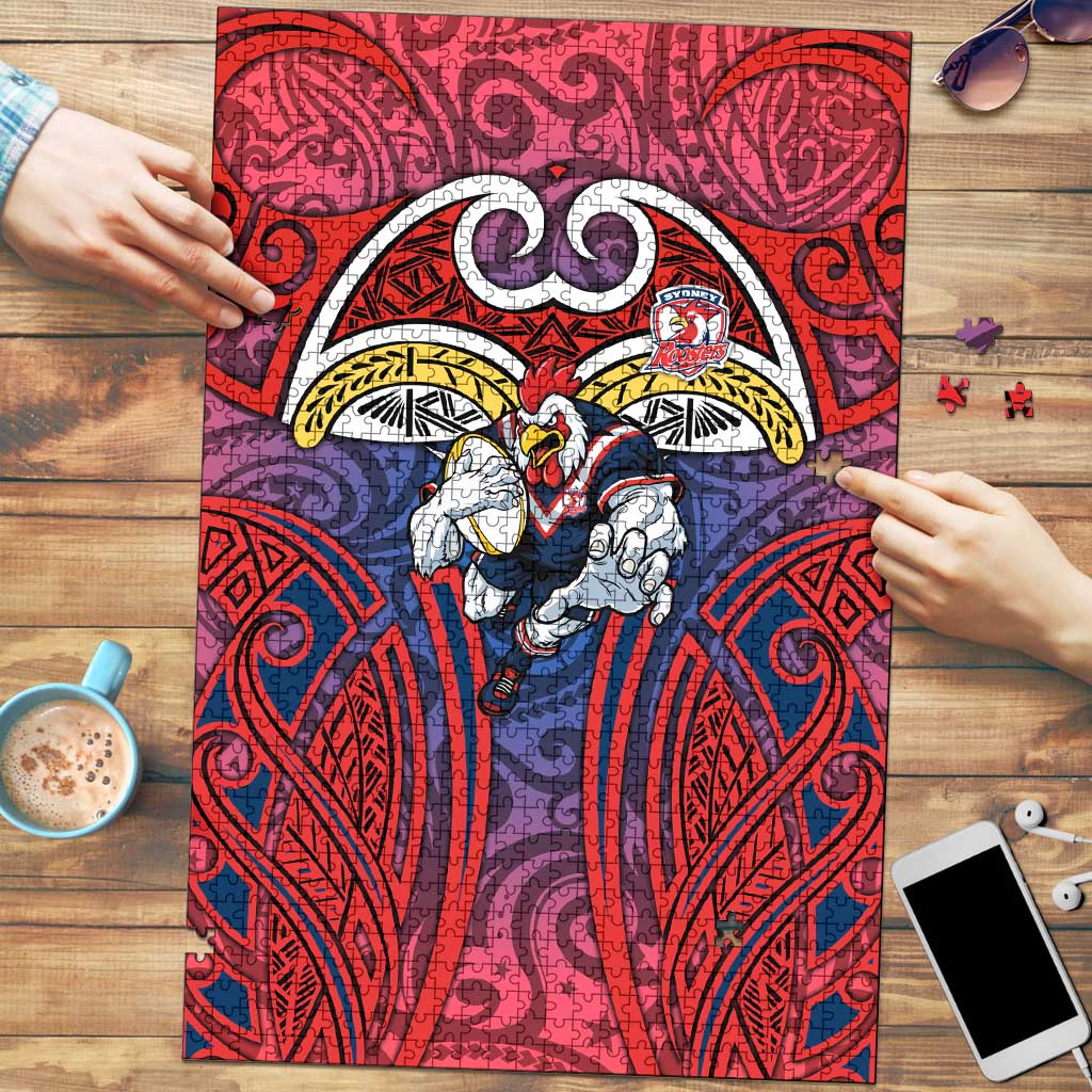Sydney Roosters Rugby Puzzle Polynesian Tribal Rooster Warrior Red Blue Pattern