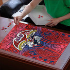 Sydney Roosters Rugby Puzzle Polynesian Tribal Rooster Warrior Red Blue Pattern
