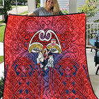 Sydney Roosters Rugby Quilt Polynesian Tribal Rooster Warrior Red Blue Pattern