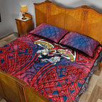 Sydney Roosters Rugby Quilt Bed Set Polynesian Tribal Rooster Warrior Red Blue Pattern