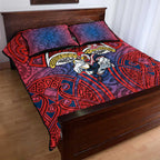 Sydney Roosters Rugby Quilt Bed Set Polynesian Tribal Rooster Warrior Red Blue Pattern