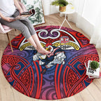 Sydney Roosters Rugby Round Carpet Polynesian Tribal Rooster Warrior Red Blue Pattern