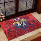 Sydney Roosters Rugby Rubber Doormat Polynesian Tribal Rooster Warrior Red Blue Pattern