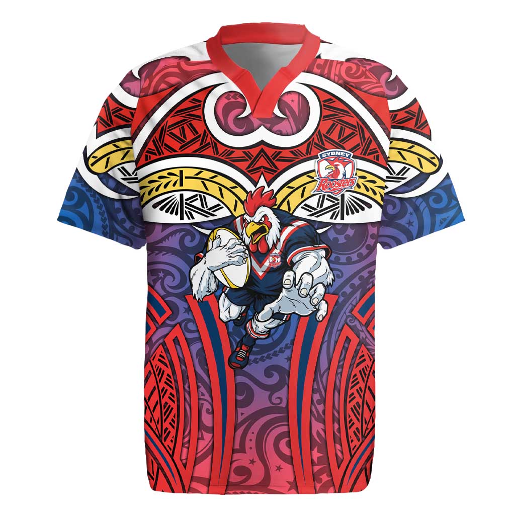 Sydney Roosters Rugby Rugby Jersey Polynesian Tribal Rooster Warrior Red Blue Pattern