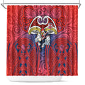 Sydney Roosters Rugby Shower Curtain Polynesian Tribal Rooster Warrior Red Blue Pattern