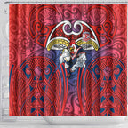 Sydney Roosters Rugby Shower Curtain Polynesian Tribal Rooster Warrior Red Blue Pattern