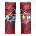 Sydney Roosters Rugby Skinny Tumbler Polynesian Tribal Rooster Warrior Red Blue Pattern