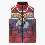 Sydney Roosters Rugby Sleeveless Puffer Jacket Polynesian Tribal Rooster Warrior Red Blue Pattern