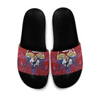 Sydney Roosters Rugby Slide Sandals Polynesian Tribal Rooster Warrior Red Blue Pattern