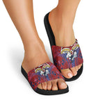 Sydney Roosters Rugby Slide Sandals Polynesian Tribal Rooster Warrior Red Blue Pattern