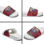 Sydney Roosters Rugby Slide Sandals Polynesian Tribal Rooster Warrior Red Blue Pattern
