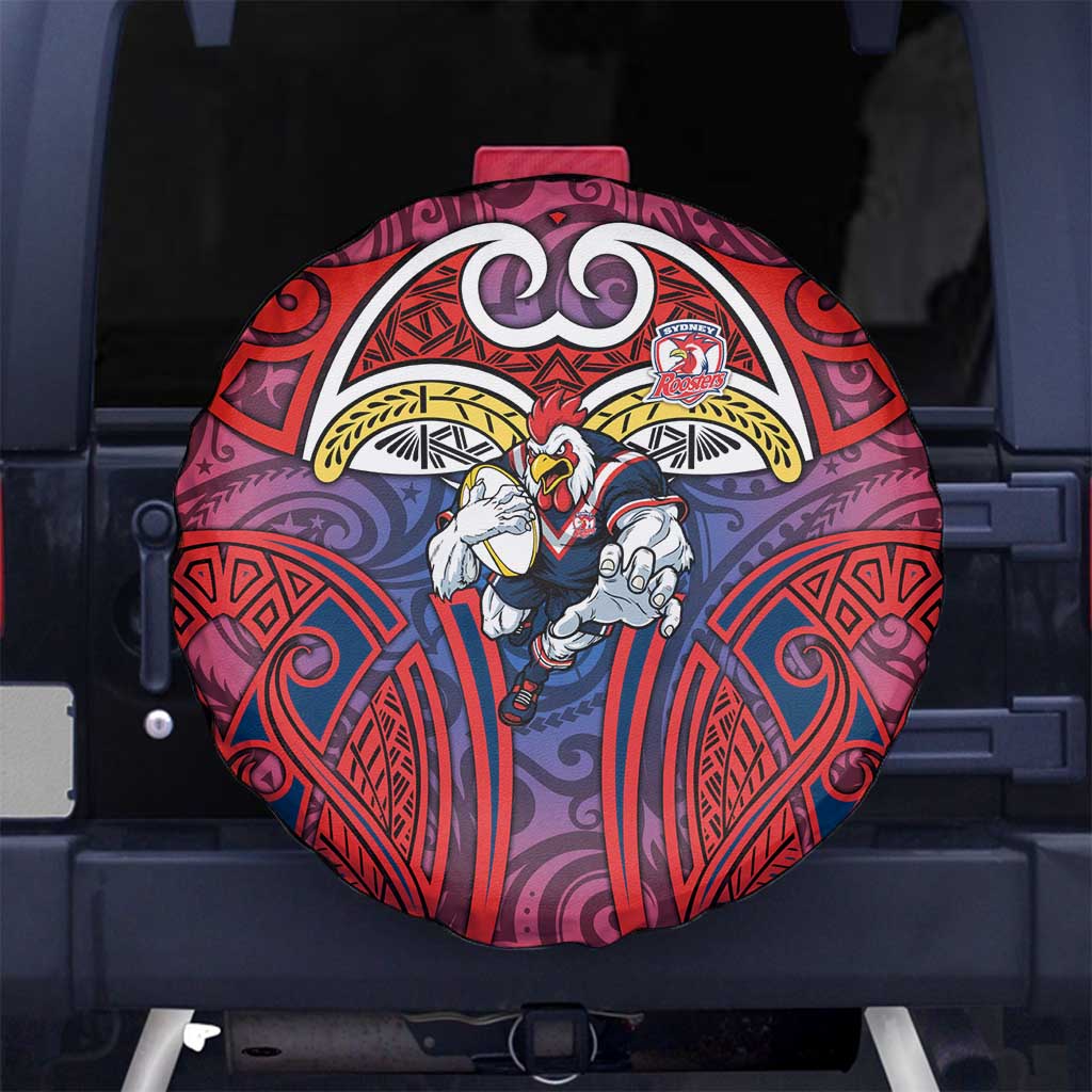 Sydney Roosters Rugby Spare Tire Cover Polynesian Tribal Rooster Warrior Red Blue Pattern