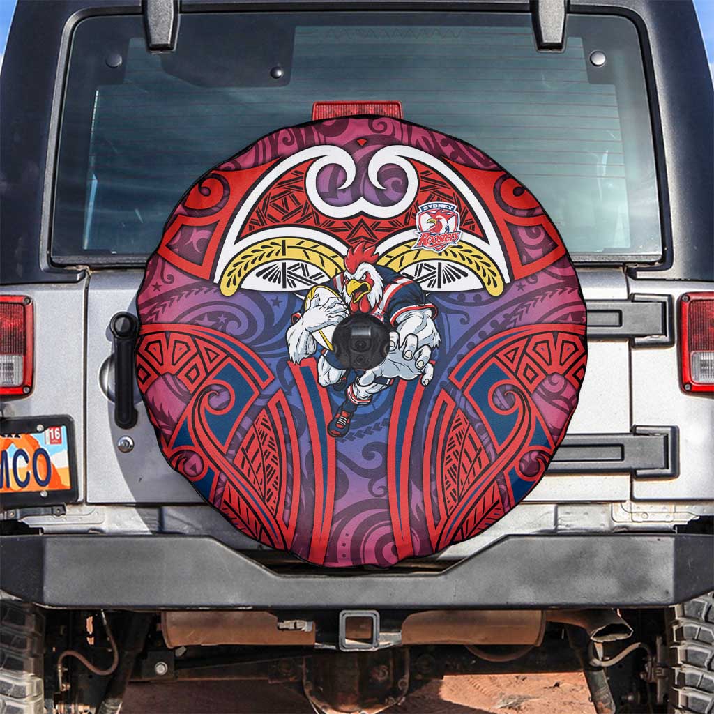 Sydney Roosters Rugby Spare Tire Cover Polynesian Tribal Rooster Warrior Red Blue Pattern