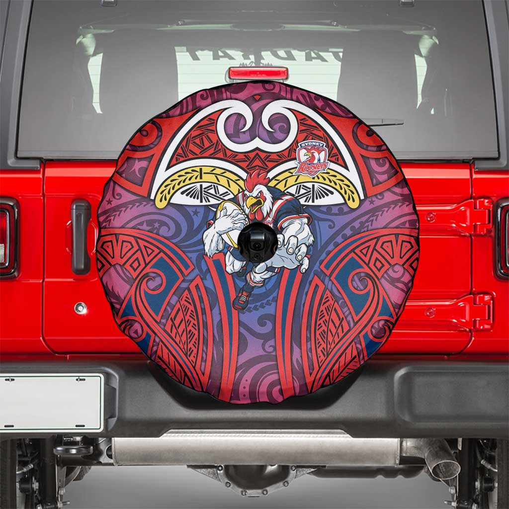Sydney Roosters Rugby Spare Tire Cover Polynesian Tribal Rooster Warrior Red Blue Pattern