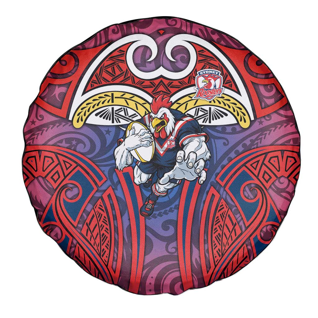 Sydney Roosters Rugby Spare Tire Cover Polynesian Tribal Rooster Warrior Red Blue Pattern