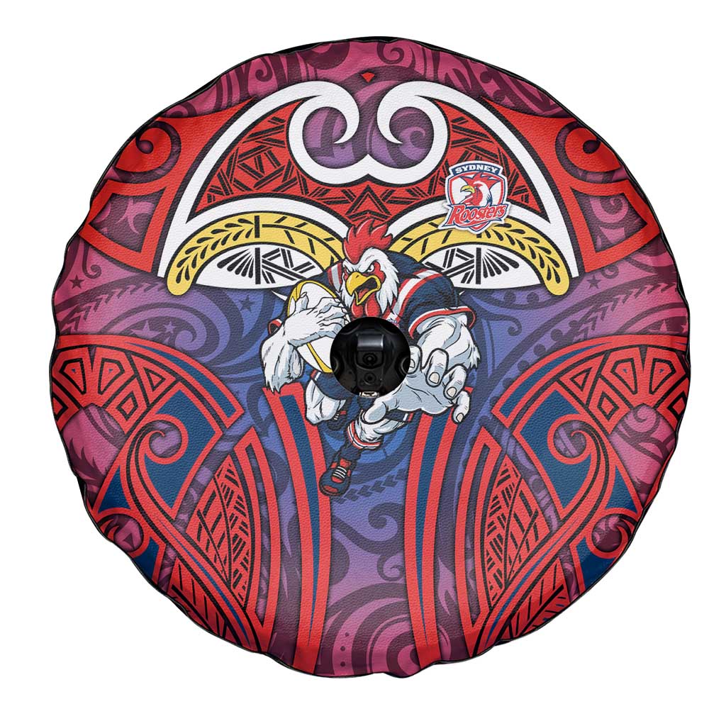 Sydney Roosters Rugby Spare Tire Cover Polynesian Tribal Rooster Warrior Red Blue Pattern