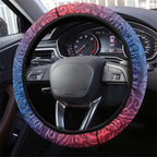 Sydney Roosters Rugby Steering Wheel Cover Polynesian Tribal Rooster Warrior Red Blue Pattern