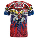 Sydney Roosters Rugby T Shirt Polynesian Tribal Rooster Warrior Red Blue Pattern