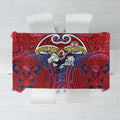 Sydney Roosters Rugby Tablecloth Polynesian Tribal Rooster Warrior Red Blue Pattern