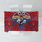 Sydney Roosters Rugby Tablecloth Polynesian Tribal Rooster Warrior Red Blue Pattern