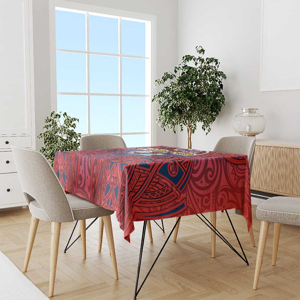 Sydney Roosters Rugby Tablecloth Polynesian Tribal Rooster Warrior Red Blue Pattern