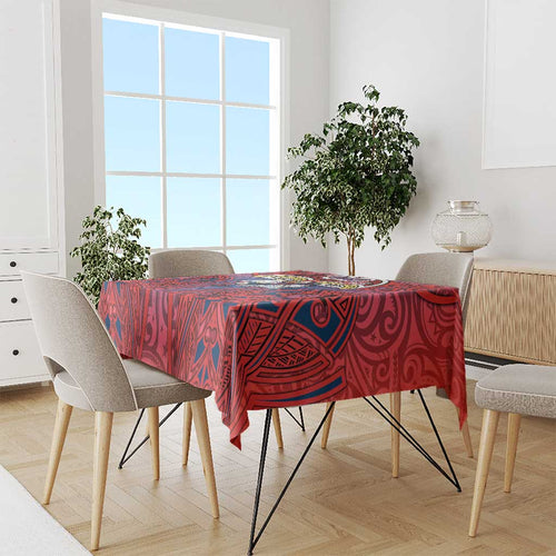 Sydney Roosters Rugby Tablecloth Polynesian Tribal Rooster Warrior Red Blue Pattern