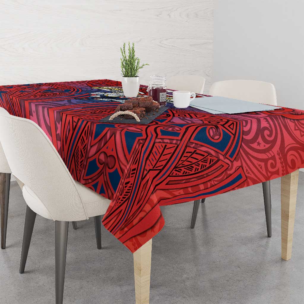 Sydney Roosters Rugby Tablecloth Polynesian Tribal Rooster Warrior Red Blue Pattern