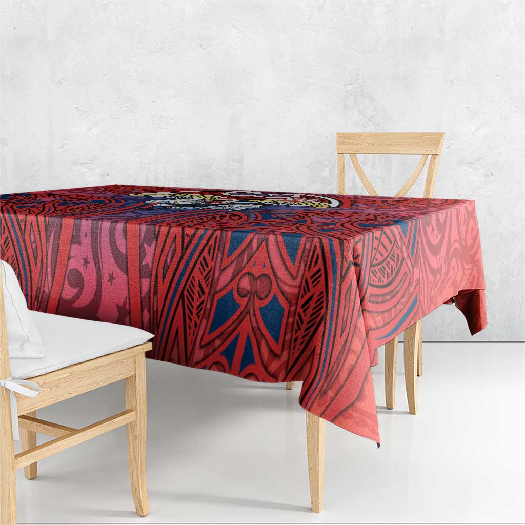 Sydney Roosters Rugby Tablecloth Polynesian Tribal Rooster Warrior Red Blue Pattern