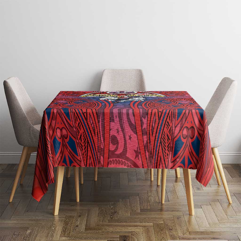 Sydney Roosters Rugby Tablecloth Polynesian Tribal Rooster Warrior Red Blue Pattern