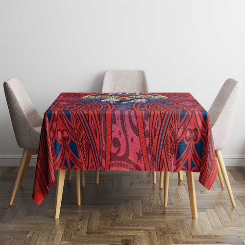 Sydney Roosters Rugby Tablecloth Polynesian Tribal Rooster Warrior Red Blue Pattern