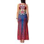 Sydney Roosters Rugby Tank Maxi Dress Polynesian Tribal Rooster Warrior Red Blue Pattern