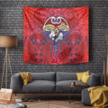Sydney Roosters Rugby Tapestry Polynesian Tribal Rooster Warrior Red Blue Pattern
