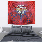 Sydney Roosters Rugby Tapestry Polynesian Tribal Rooster Warrior Red Blue Pattern