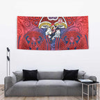 Sydney Roosters Rugby Tapestry Polynesian Tribal Rooster Warrior Red Blue Pattern
