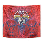 Sydney Roosters Rugby Tapestry Polynesian Tribal Rooster Warrior Red Blue Pattern