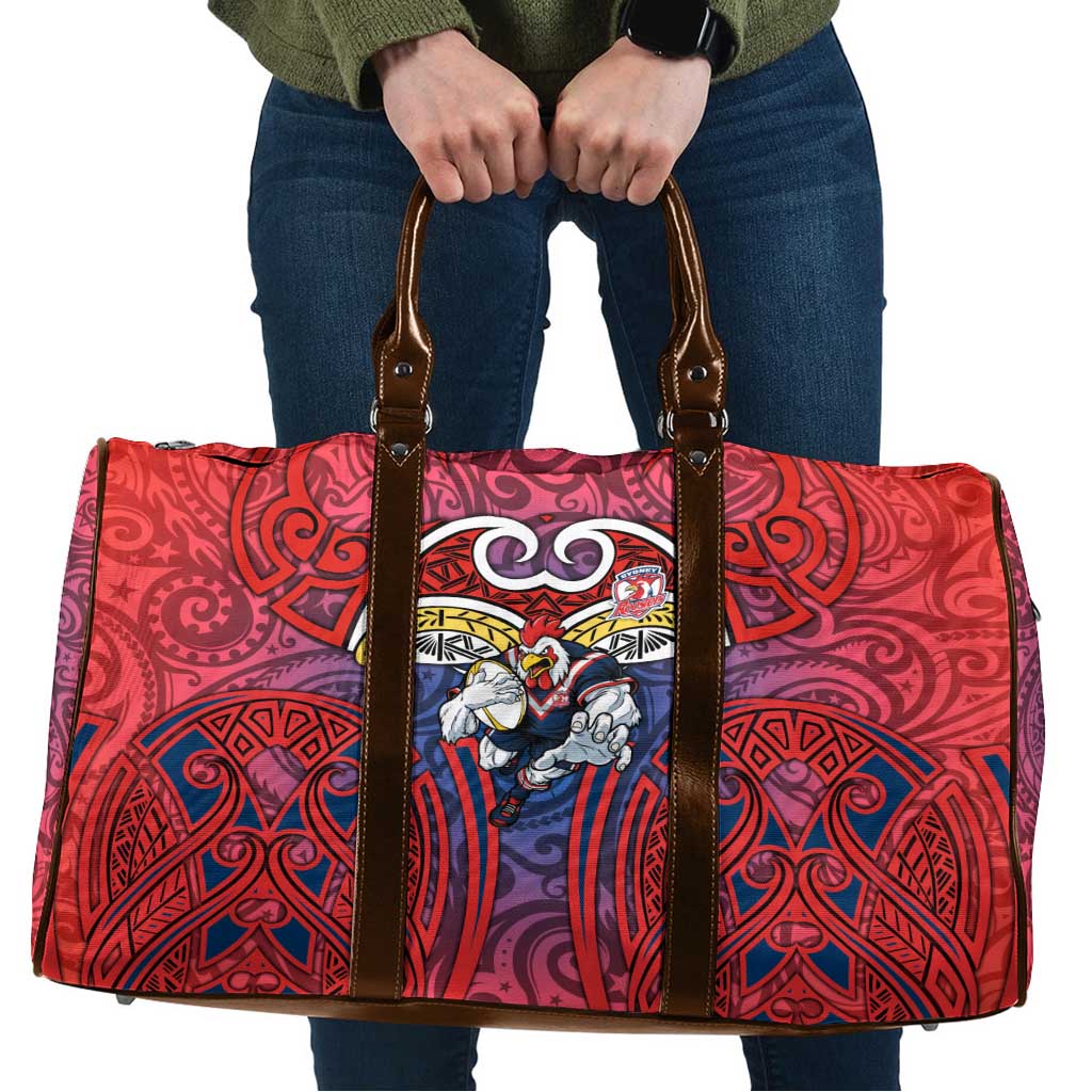 Sydney Roosters Rugby Travel Bag Polynesian Tribal Rooster Warrior Red Blue Pattern