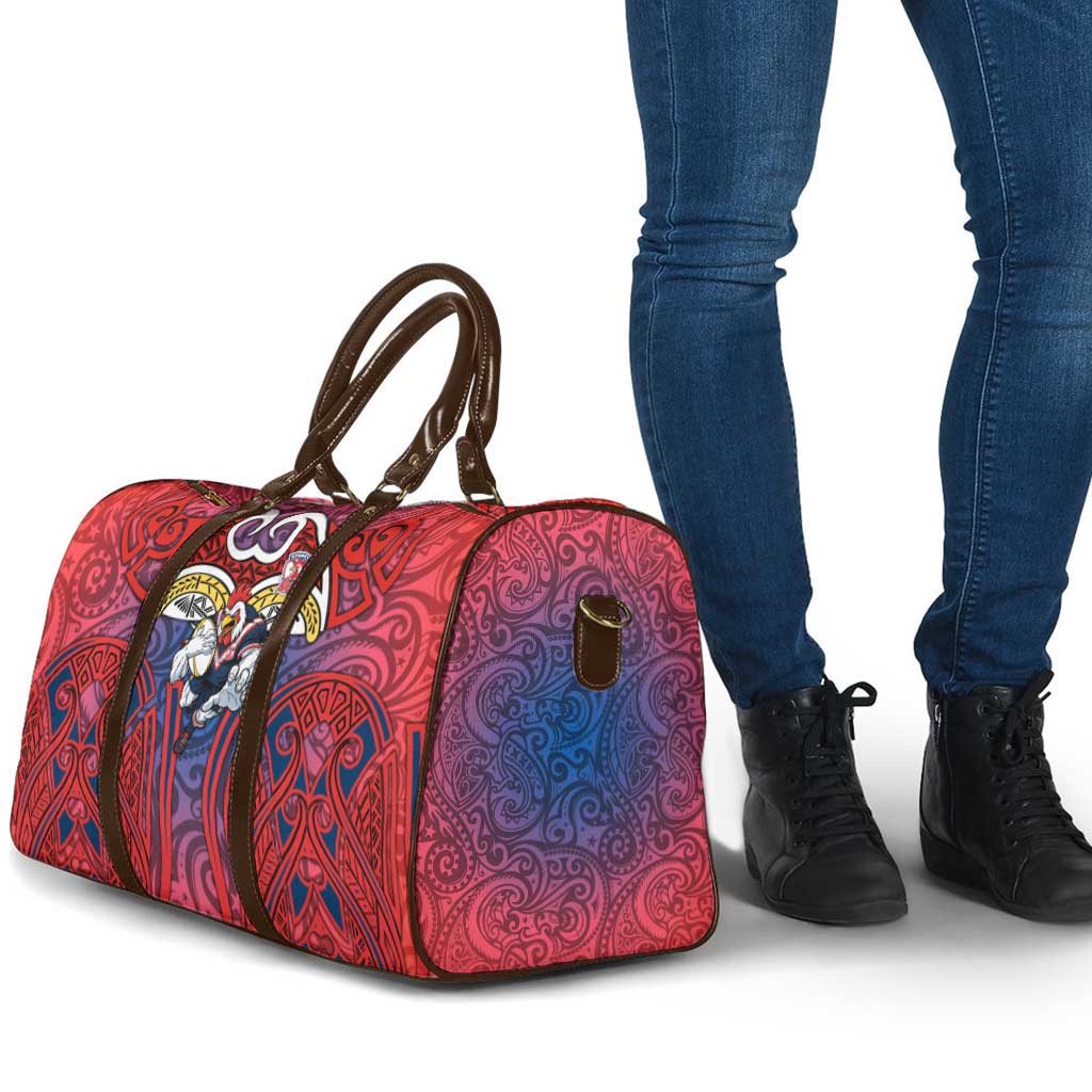 Sydney Roosters Rugby Travel Bag Polynesian Tribal Rooster Warrior Red Blue Pattern