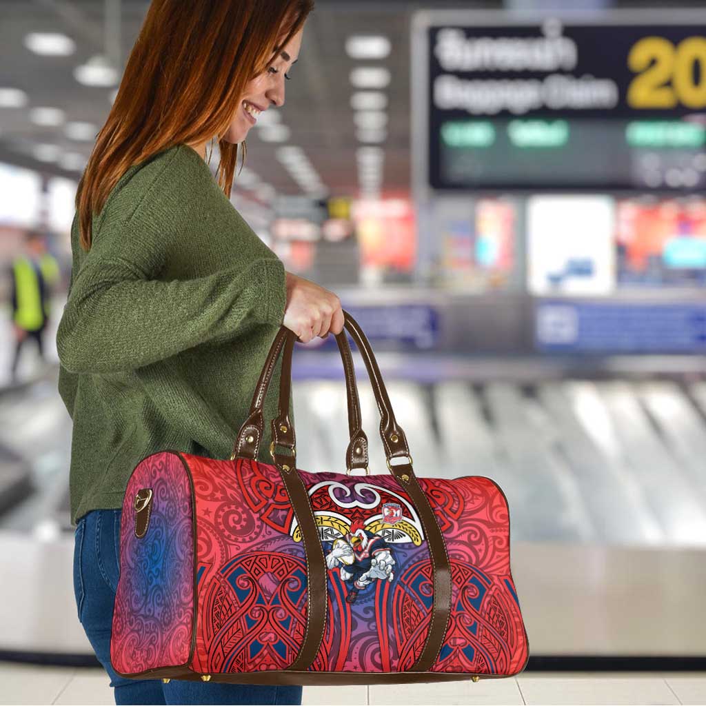 Sydney Roosters Rugby Travel Bag Polynesian Tribal Rooster Warrior Red Blue Pattern