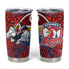Sydney Roosters Rugby Tumbler Cup Polynesian Tribal Rooster Warrior Red Blue Pattern