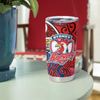 Sydney Roosters Rugby Tumbler Cup Polynesian Tribal Rooster Warrior Red Blue Pattern