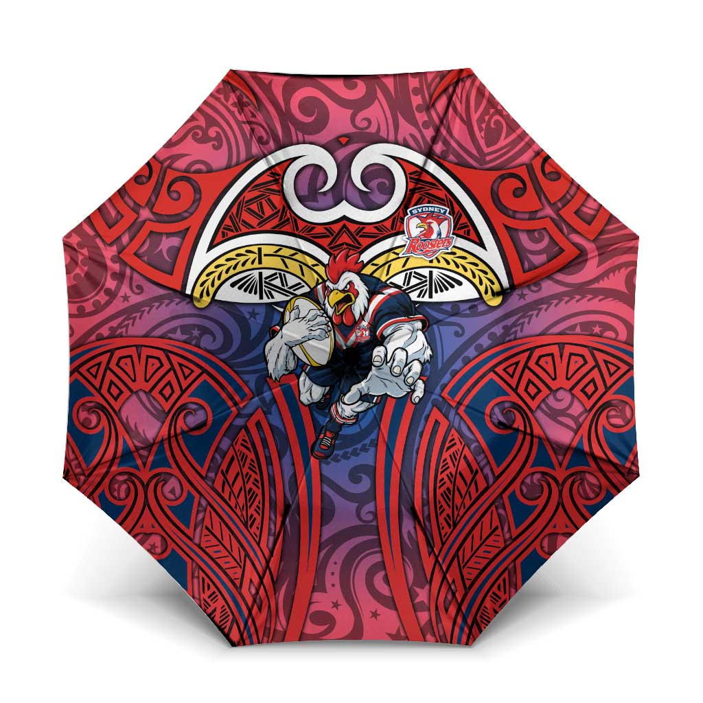 Sydney Roosters Rugby Umbrella Polynesian Tribal Rooster Warrior Red Blue Pattern