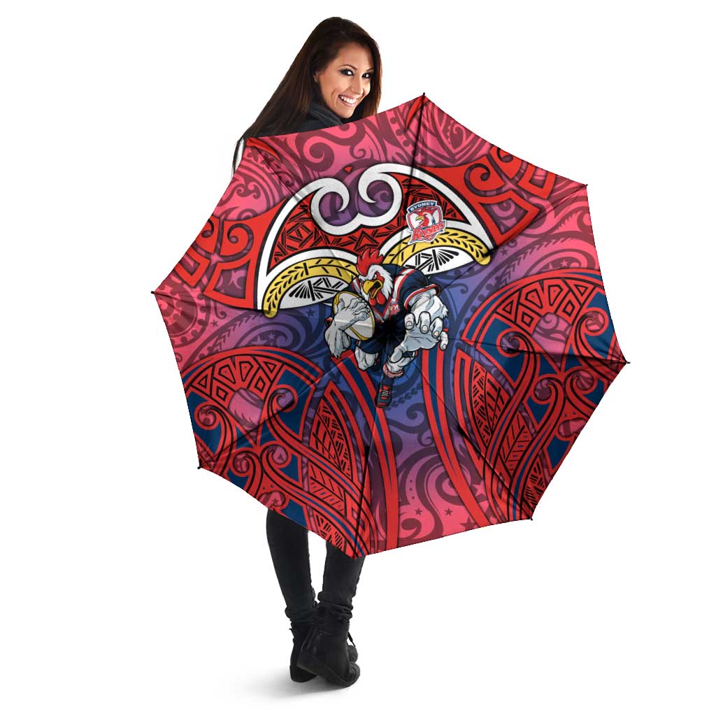 Sydney Roosters Rugby Umbrella Polynesian Tribal Rooster Warrior Red Blue Pattern