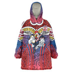 Sydney Roosters Rugby Wearable Blanket Hoodie Polynesian Tribal Rooster Warrior Red Blue Pattern