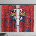 Sydney Roosters Rugby Window Curtain Polynesian Tribal Rooster Warrior Red Blue Pattern