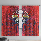 Sydney Roosters Rugby Window Curtain Polynesian Tribal Rooster Warrior Red Blue Pattern